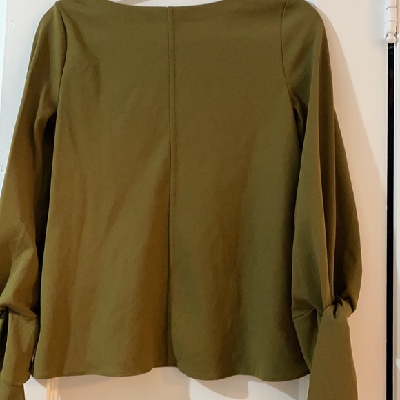 Ann Taylor Olive Green Blouse w/ Tie Sleeves - XS - Picture 7 of 7